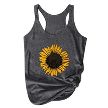 Load image into Gallery viewer, Sunflower Print Women Sleeveless O-neck Tank Tops