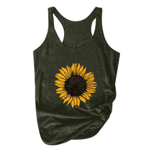 Load image into Gallery viewer, Sunflower Print Women Sleeveless O-neck Tank Tops