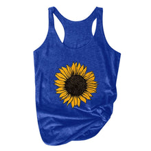 Load image into Gallery viewer, Sunflower Print Women Sleeveless O-neck Tank Tops