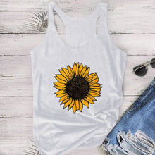 Load image into Gallery viewer, Sunflower Print Women Sleeveless O-neck Tank Tops