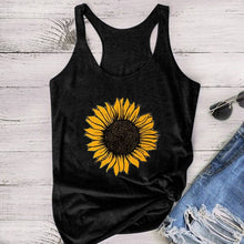 Load image into Gallery viewer, Sunflower Print Women Sleeveless O-neck Tank Tops