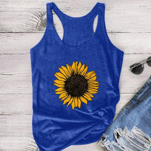 Load image into Gallery viewer, Sunflower Print Women Sleeveless O-neck Tank Tops