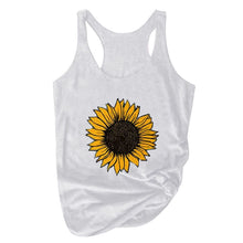 Load image into Gallery viewer, Sunflower Print Women Sleeveless O-neck Tank Tops