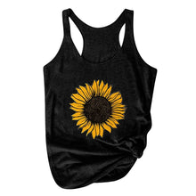 Load image into Gallery viewer, Sunflower Print Women Sleeveless O-neck Tank Tops
