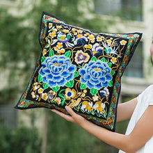 Load image into Gallery viewer, Ethnic Style Flower Embroidered Pillow Cover Cushion Cover
