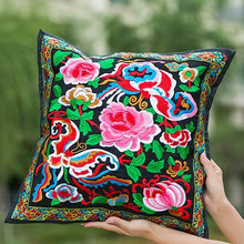 Load image into Gallery viewer, Ethnic Style Flower Embroidered Pillow Cover Cushion Cover