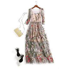 Load image into Gallery viewer, Seaside Holiday Beach Vintage Embroidered Mesh Dress