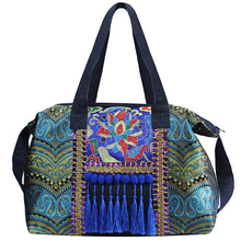 Load image into Gallery viewer, Original Ethnic Style, National Fashion, Retro Literature and Art Embroidery Tassel Single Shoulder Messenger Bag, Large Capacity Travel Cowboy Bag