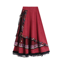 Load image into Gallery viewer, Retro national style half skirt big swing skirt dance Square Dance Costume Dance