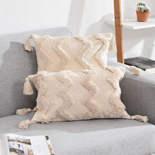 Load image into Gallery viewer, Tassels Decorative Cushion Cover 45x 45cm/30x50cm Beige Sofa Pillow Case Cover Handmade Home Decoration for living Room Bed