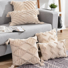 Load image into Gallery viewer, Tassels Decorative Cushion Cover 45x 45cm/30x50cm Beige Sofa Pillow Case Cover Handmade Home Decoration for living Room Bed