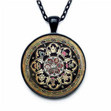 Load image into Gallery viewer, Tibetan Buddhist mandala necklace, Sacred geometry Jewelry , Spiritual gift, men necklace, black men's mandala pendant