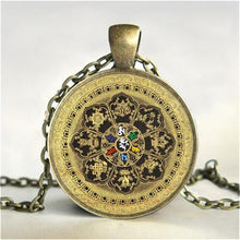 Load image into Gallery viewer, Tibetan Buddhist mandala necklace, Sacred geometry Jewelry , Spiritual gift, men necklace, black men's mandala pendant
