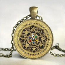 Load image into Gallery viewer, Tibetan Buddhist mandala necklace, Sacred geometry Jewelry , Spiritual gift, men necklace, black men's mandala pendant