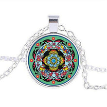 Load image into Gallery viewer, Tibetan Buddhist mandala necklace, Sacred geometry Jewelry , Spiritual gift, men necklace, black men's mandala pendant