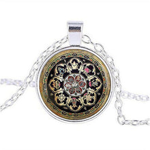 Load image into Gallery viewer, Tibetan Buddhist mandala necklace, Sacred geometry Jewelry , Spiritual gift, men necklace, black men's mandala pendant