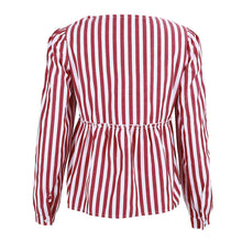 Load image into Gallery viewer, Tops Womens new arrived Casual Striped V-Neck Full sleeve Shirt brief t-shirt