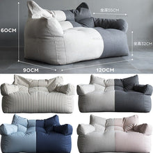 Load image into Gallery viewer, Two-seat Sofa Cover Giant Bean Bag Sofa Chair Cover No Filler Cotton Linen Lazy Sofa Couch Recliner Floor Seat Tatami