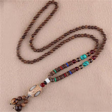 Load image into Gallery viewer, Unisex Handmade Necklace Nepal Buddhist Mala Wood Beads Pendant & Necklace Ethnic Fish Horn Long Statement Men Women's Jewelry