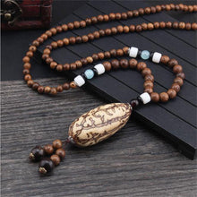 Load image into Gallery viewer, Unisex Handmade Necklace Nepal Buddhist Mala Wood Beads Pendant & Necklace Ethnic Fish Horn Long Statement Men Women's Jewelry