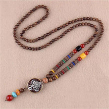 Load image into Gallery viewer, Unisex Handmade Necklace Nepal Buddhist Mala Wood Beads Pendant & Necklace Ethnic Fish Horn Long Statement Men Women's Jewelry