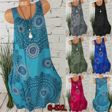 Load image into Gallery viewer, Casual Dresses Women Printed Sleeveless Vestidos Summer Dress Lace Patchwork Women Dress Hollow Printing Plus Size
