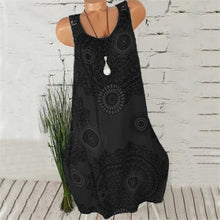 Load image into Gallery viewer, Casual Dresses Women Printed Sleeveless Vestidos Summer Dress Lace Patchwork Women Dress Hollow Printing Plus Size