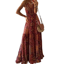 Load image into Gallery viewer, Woman's Boho Dress V-Neck Sleeveless Spaghetti Strap Long Dress