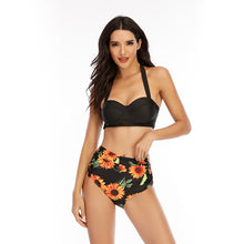 Load image into Gallery viewer, Women Fashion Sunflower Print Sleeveless Bikini Set Top Shorts Two Piece Set Swimsuit Bathing Suit Swimwear Beach Wear Tankinis