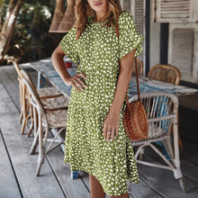 Load image into Gallery viewer, Women Loose O-neck Short Sleeve Dots Print Mini Dresses
