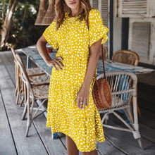 Load image into Gallery viewer, Women Loose O-neck Short Sleeve Dots Print Mini Dresses