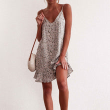 Load image into Gallery viewer, Women's Printing Beach Dress Off-Shoulder Short Sleeve Mini Dress
