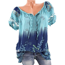 Load image into Gallery viewer, Womens Lace Blouses Summer Short Sleeve Tops Loose Shirt