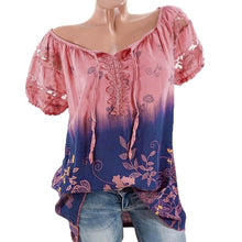 Load image into Gallery viewer, Womens Lace Blouses Summer Short Sleeve Tops Loose Shirt