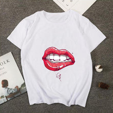 Load image into Gallery viewer, Summer Casual Sexy Color Lip Gloss Short-Sleeved Fashion Round Neck Cotton T-shirt