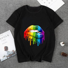 Load image into Gallery viewer, Summer Casual Sexy Color Lip Gloss Short-Sleeved Fashion Round Neck Cotton T-shirt