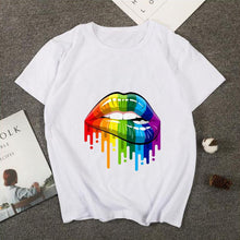 Load image into Gallery viewer, Summer Casual Sexy Color Lip Gloss Short-Sleeved Fashion Round Neck Cotton T-shirt