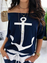 Load image into Gallery viewer, Loose Off Shoulder Printed T-shirt Top