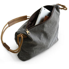 Load image into Gallery viewer, Ekphero Women Vintage Messenger Bag Genuine Leather Canvas Crossbody Bag Tribal Rucksack