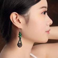 Load image into Gallery viewer, Ethnic style earrings green earrings women's vintage style sterling silver premium sense earrings