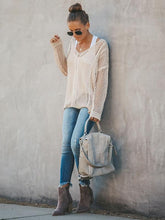 Load image into Gallery viewer, Hollow Solid Color V-neck Knitting Sweater Tops