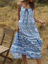 Load image into Gallery viewer, Bohemian Wind Printing Loose V-neck Stitching Large Suspender Dress Women's Clothing