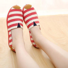 Load image into Gallery viewer, Stripe Canvas Flat Slip On Loafers
