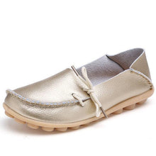 Load image into Gallery viewer, Big Size Shine Lace Up Flat Soft Pure Color Leather Shoes