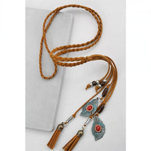 Load image into Gallery viewer, Ethnic Tibetan Headdress Magenta Hair Rope Hair Accessories Tassel Hair with Antique Headband