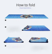 Load image into Gallery viewer, Foldable Machine Washable Lightweight Portable Yoga Mat Sweat-absorbent Non-slip Suede Natural Rubber Printed Yoga Mat Towel