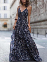 Load image into Gallery viewer, Sexy Leopard Print Spaghetti Strap Maxi Long Dress