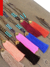 Load image into Gallery viewer, Ethnic Long Necklace Bohemian Fringed Sweater Chain Handmade Beads