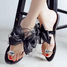 Load image into Gallery viewer, Big Size Butterflyknot Lace Bead Clip Toe Flat Flip Flops Sandals