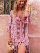 Load image into Gallery viewer, Loose Floral Print Bohemian Button Gypsy Party Midi Dress